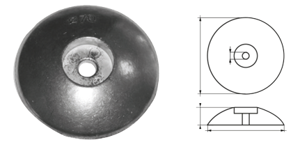 allpa Zinken ronde roerblad-anode, Ø90mm (0,6kg) - 077899 11 1 - 9077901
