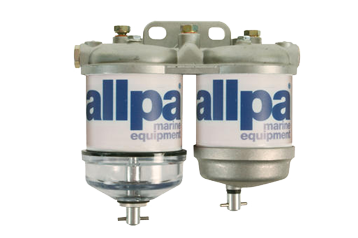 allpa Dubbel brandstoffilter voor diesel, met waterafscheider, 50l/u, met 1 kunststof- & 1 aluminium reservoir - 486400 72dpi - 486400
