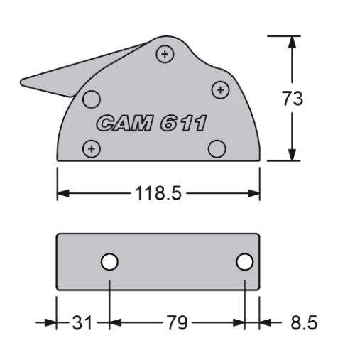 Antal  Valstopper CAM 611, triple, lijn Ø6-11mm, breedte 91mm, gewicht 0,90kg - 513130 01 72dpi - 513130