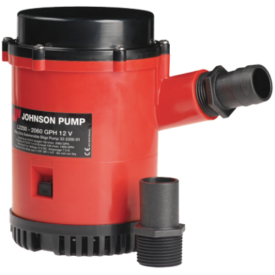 Johnson Pump L-serie bilgepomp L2200, 12V/7,5A, 130l/min, slangaansluiting 1-1/8" & 1-1/4" - 6632220001 72dpi - 6632220001